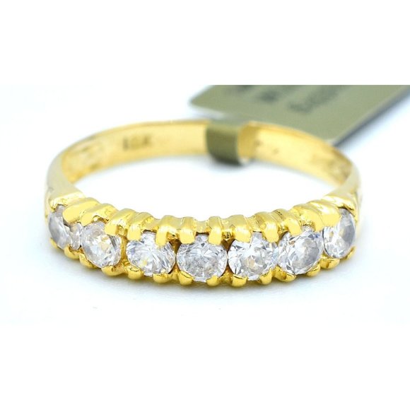Lab Created 1.05 Cts White Sapphires Ring 18K Yellow Gold